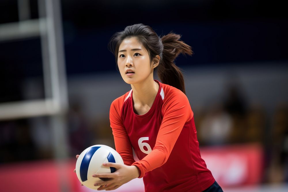 Female korean volleyball player sports determination concentration. AI generated Image by rawpixel.