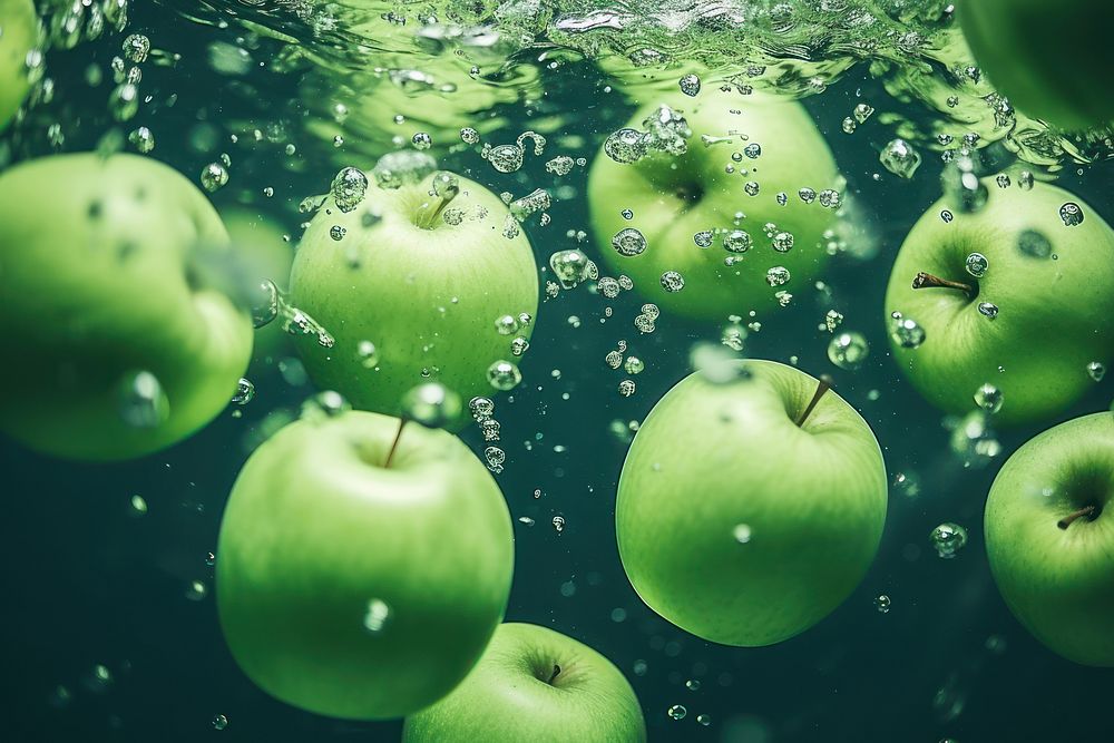 Green apples fruit plant food. AI generated Image by rawpixel.