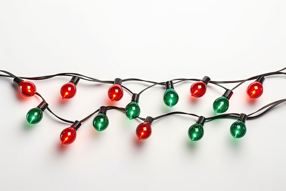 C9 bulb red green christmas bead christmas lights. AI generated Image by rawpixel.