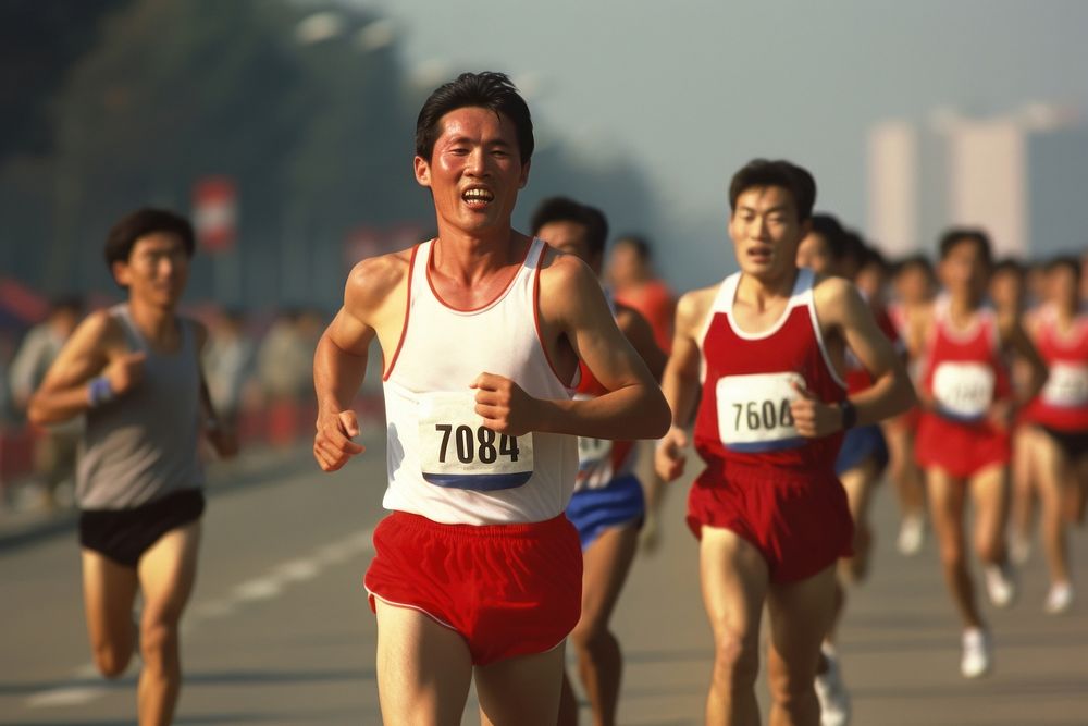 Korean athlete running adult race. AI generated Image by rawpixel.