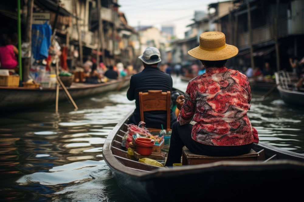Bangkok canel touring boat vehicle boating. AI generated Image by rawpixel.