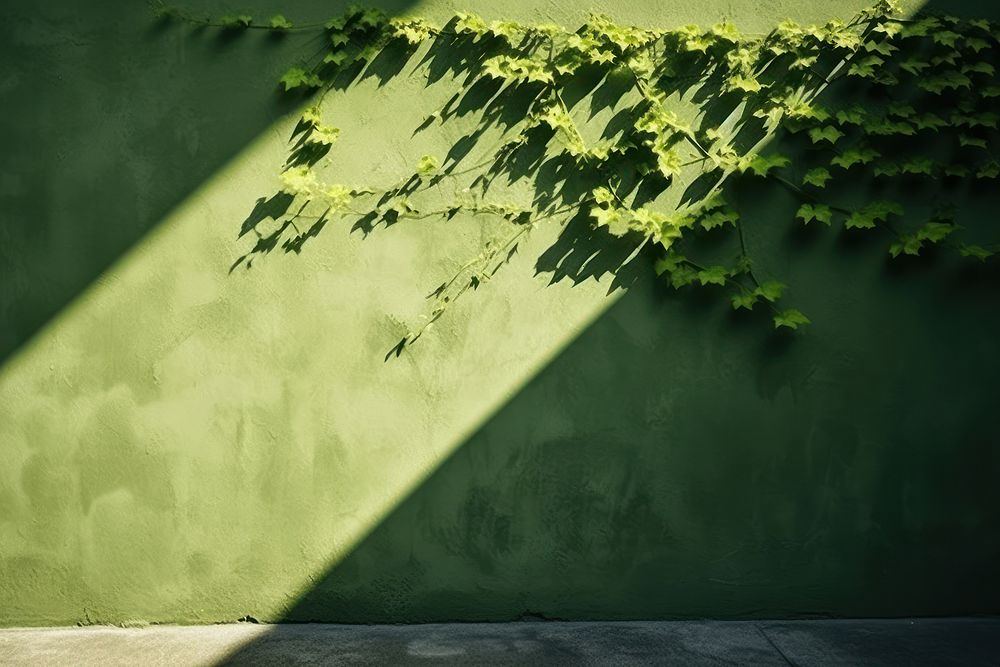 Green wall architecture shadow. AI generated Image by rawpixel.