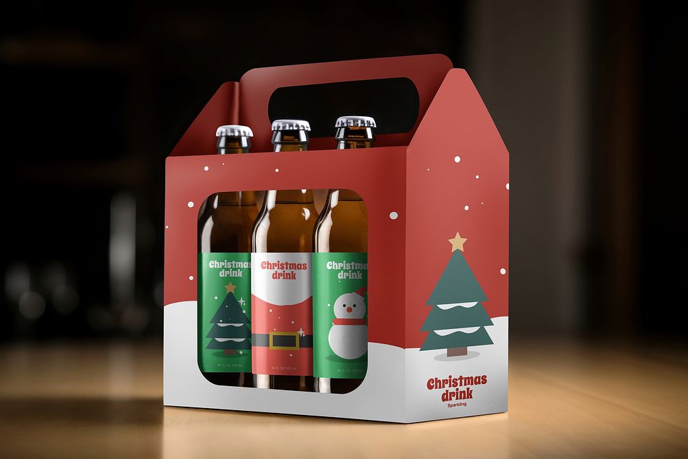 Christmas beer bottle, packaging design