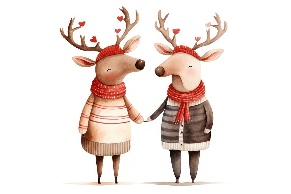 Reindeer couple antler white background representation. AI generated Image by rawpixel.
