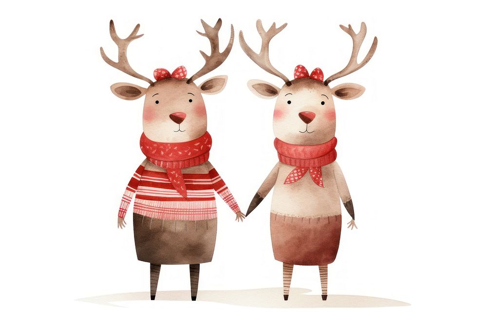 Reindeer couple snowman winter toy. 