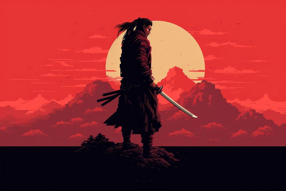 Samurai adult sword silhouette. AI generated Image by rawpixel.