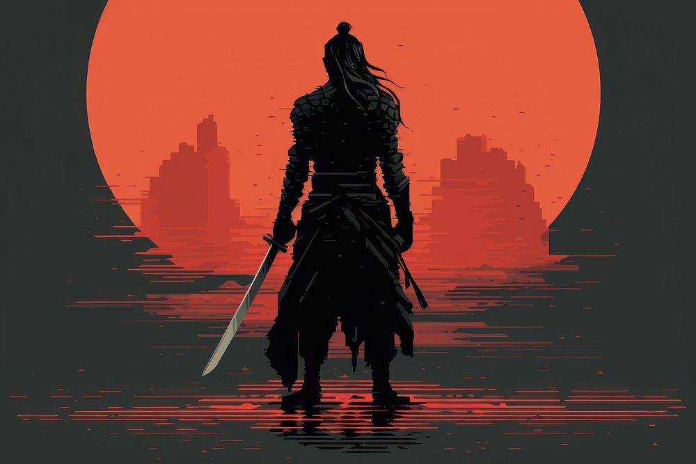 Silhouette samurai adult architecture. AI generated Image by rawpixel.
