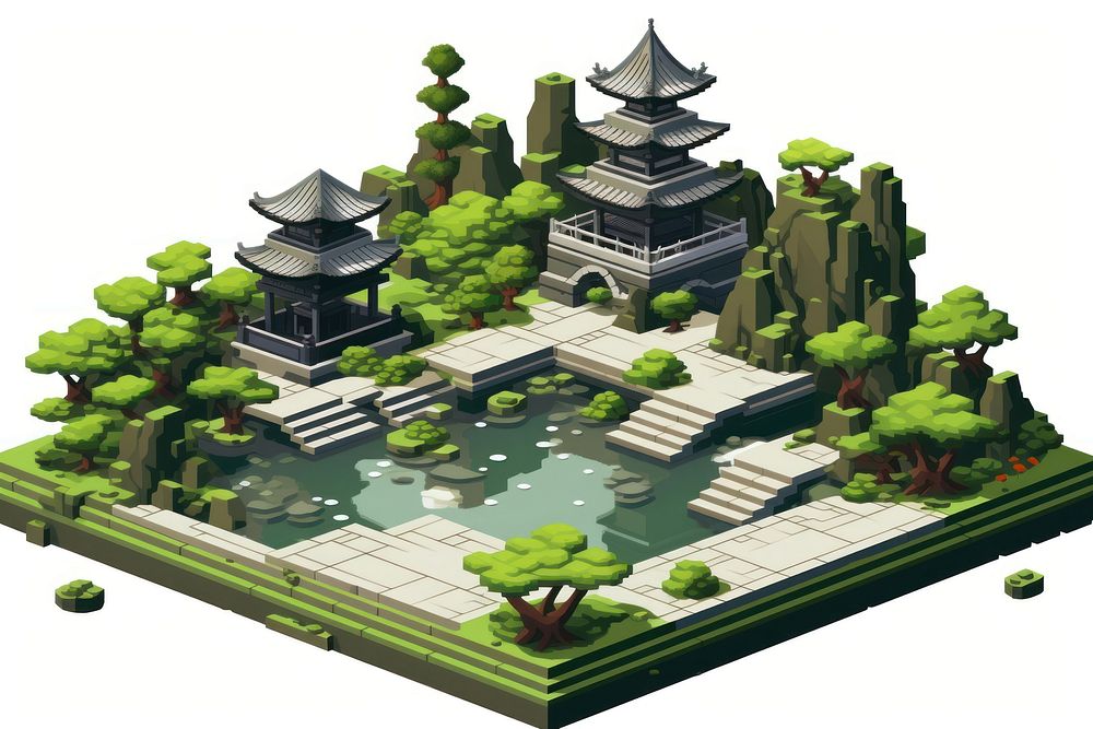 Japanese zen garden architecture building outdoors. AI generated Image by rawpixel.
