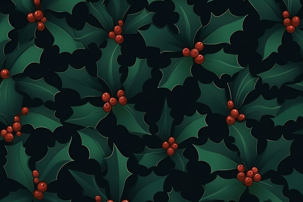 Holly pattern plant graphics. AI generated Image by rawpixel.