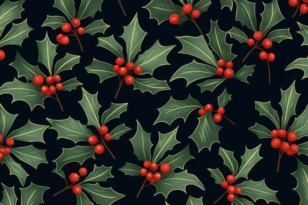 Holly pattern plant graphics. AI generated Image by rawpixel.