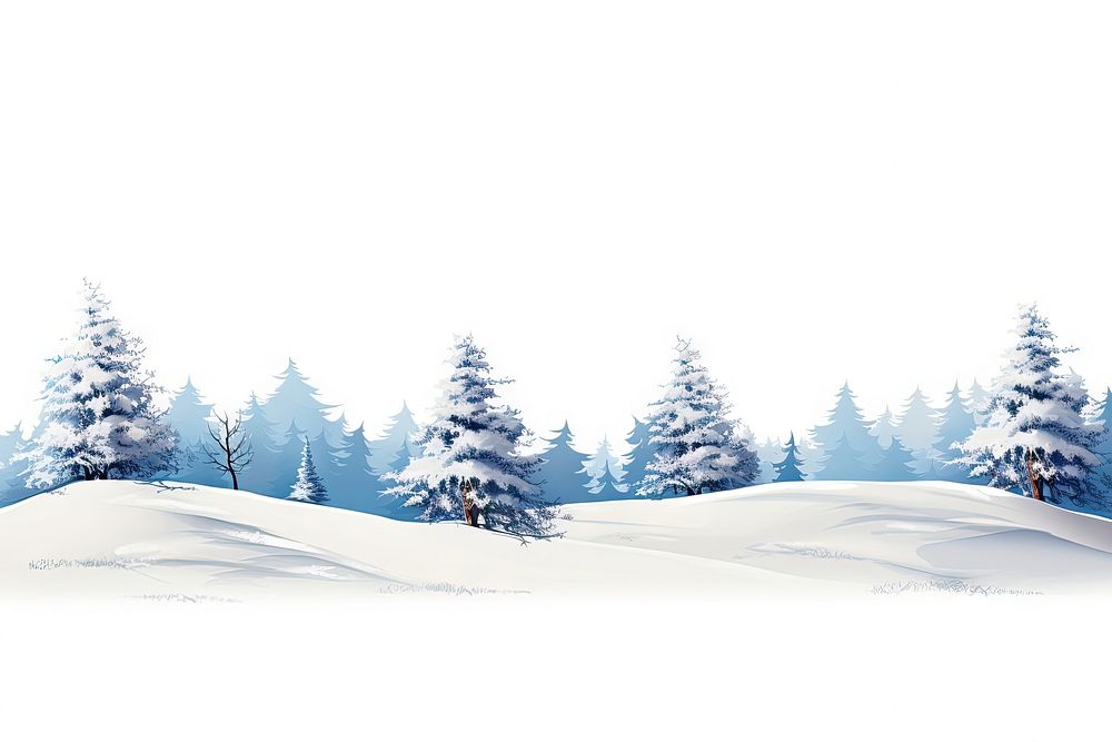 Snow winter landscape tree nature forest. AI generated Image by rawpixel.
