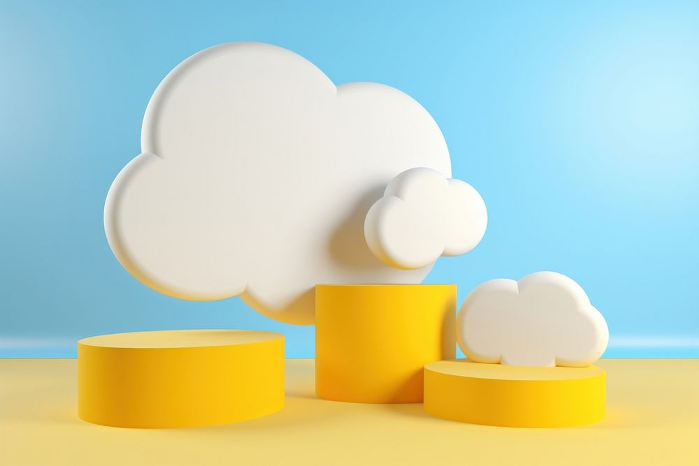 Yellow podiums yellow cloud sky. AI generated Image by rawpixel.