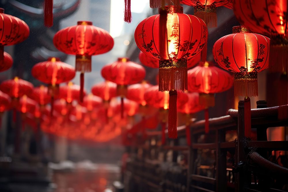 Asian new year festival tradition lamp. AI generated Image by rawpixel.