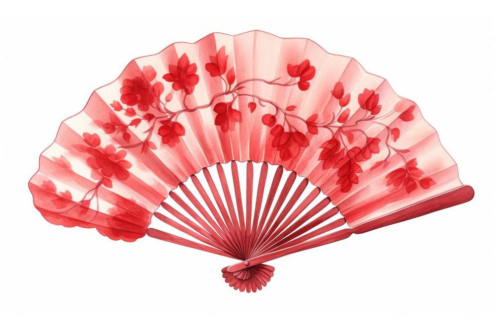 Chinese red fan white background invertebrate seashell. AI generated Image by rawpixel.
