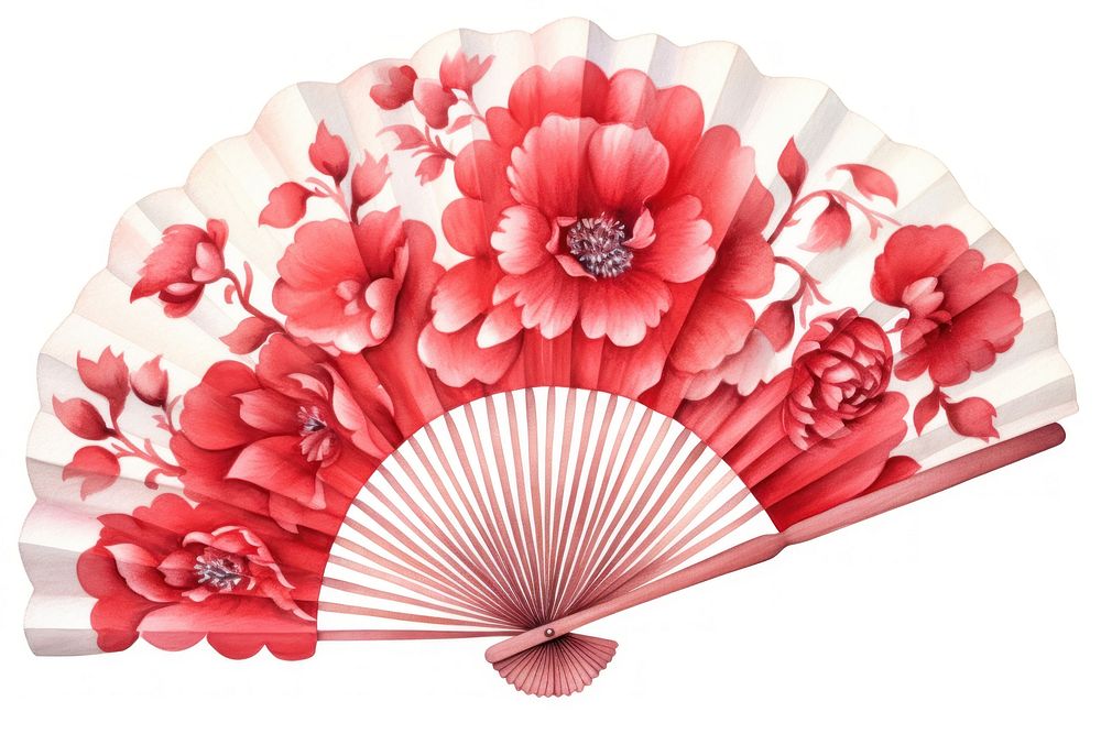 Chinese red fan flower white background invertebrate. 