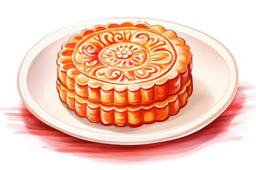 Mooncake chinese plate dessert food. AI generated Image by rawpixel.