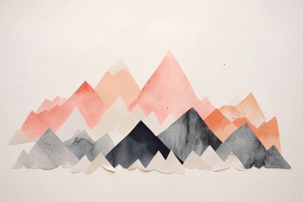 Mountain painting paper art. AI generated Image by rawpixel.