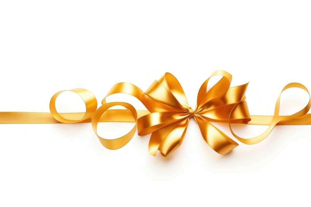 Ribbon gift gold white background. AI generated Image by rawpixel.