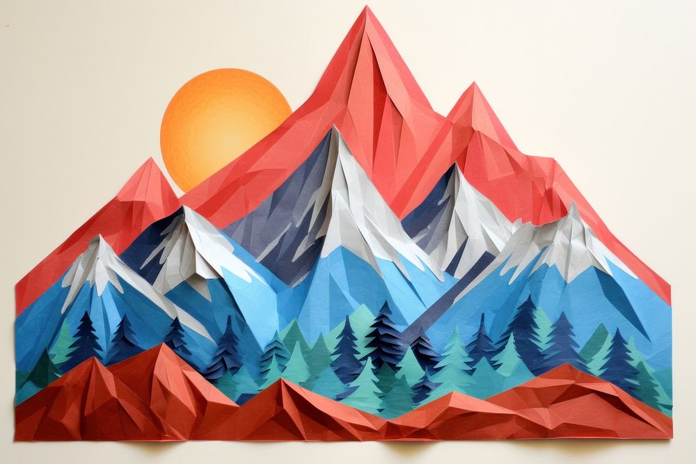 Mountain art painting drawing. AI generated Image by rawpixel.