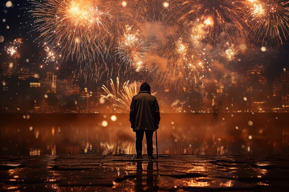 New Year standing outdoors night. AI generated Image by rawpixel.