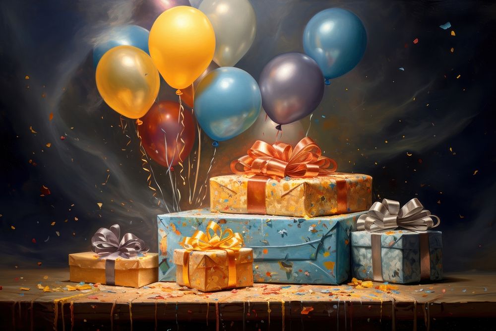 Birthday balloon gift illuminated. AI generated Image by rawpixel.