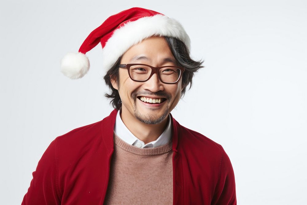 Santa Claus hat laughing portrait glasses. AI generated Image by rawpixel.