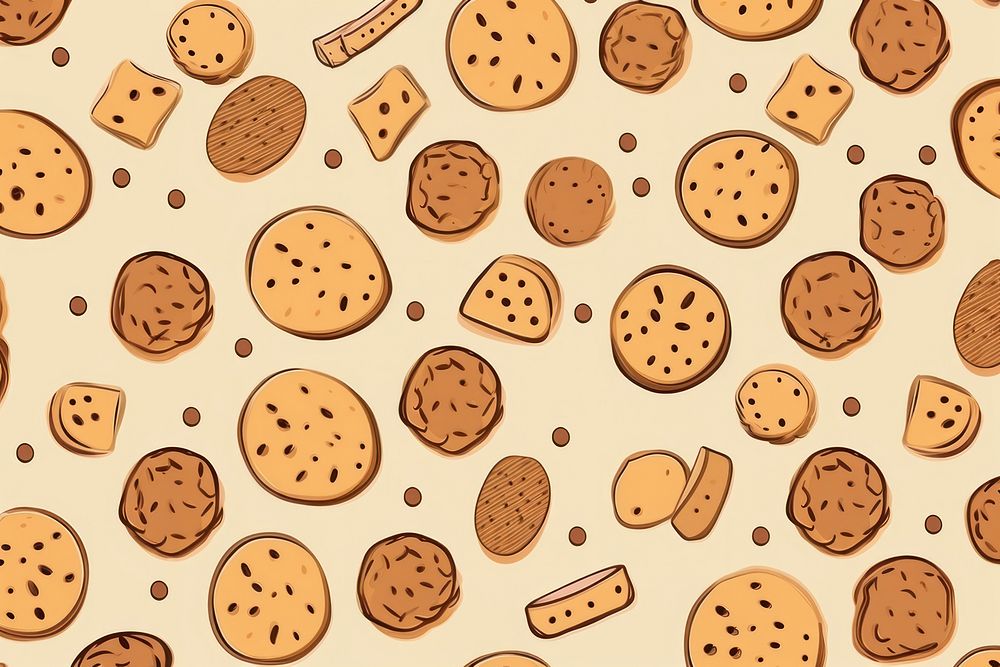 Biscuits pattern backgrounds bread. AI generated Image by rawpixel.