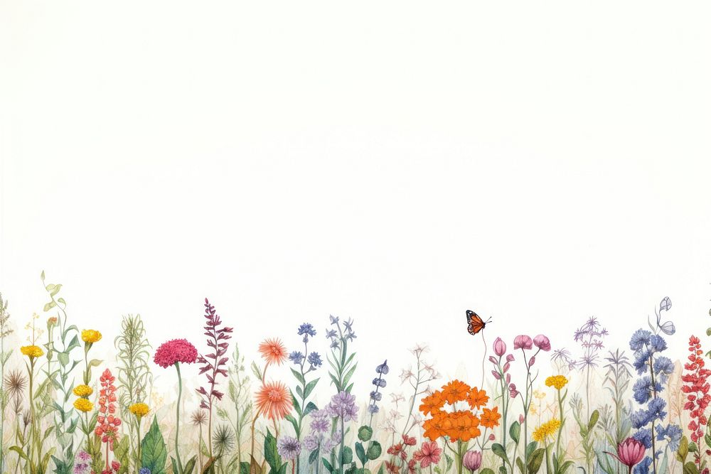 Flower border backgrounds butterfly outdoors. AI generated Image by rawpixel.