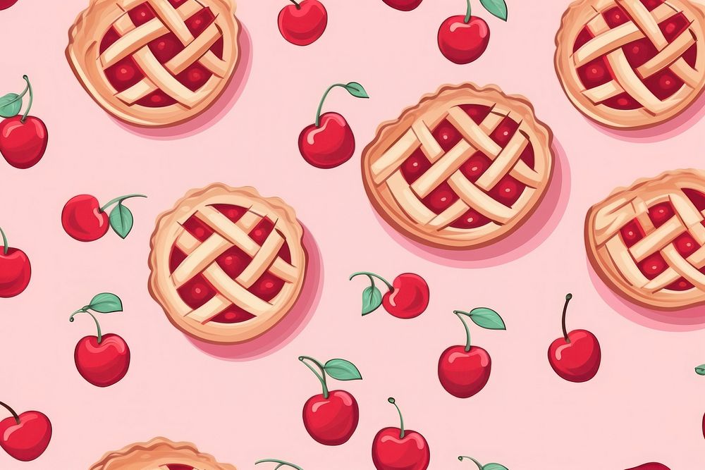 Cherry pie backgrounds dessert pattern. AI generated Image by rawpixel.