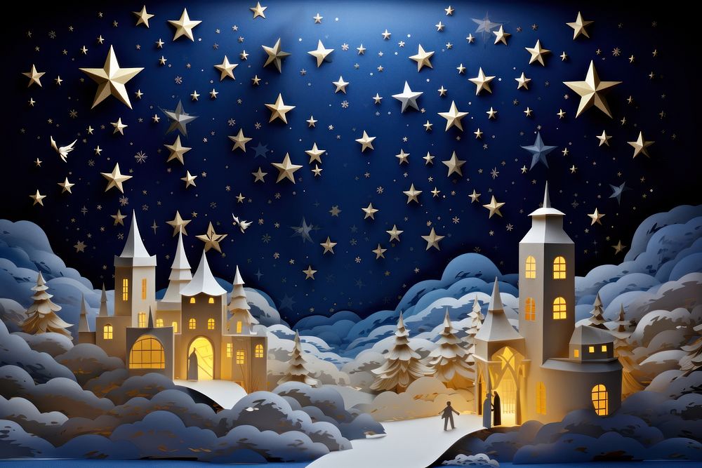 Nativity Christmas christmas night star. AI generated Image by rawpixel.