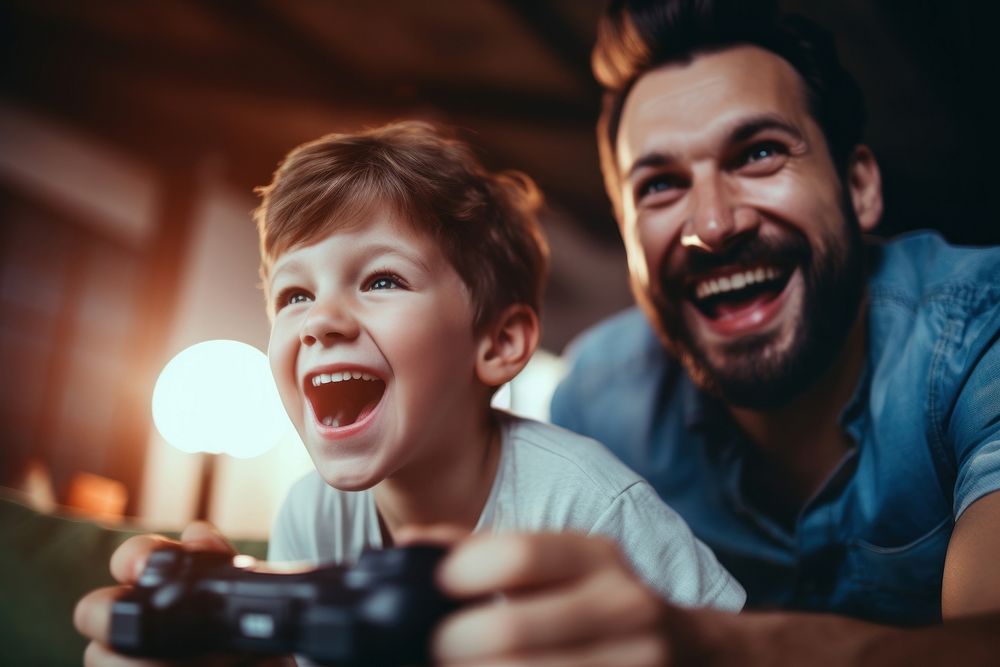 Kid laughing adult happy. AI generated Image by rawpixel.