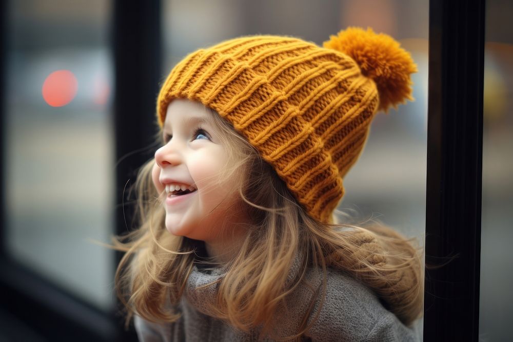 Kid smiling beanie smile. AI generated Image by rawpixel.