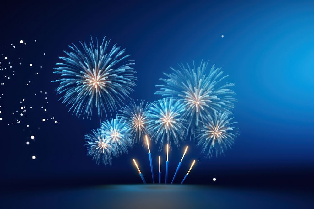 Fireworks blue illuminated celebration. AI generated Image by rawpixel.