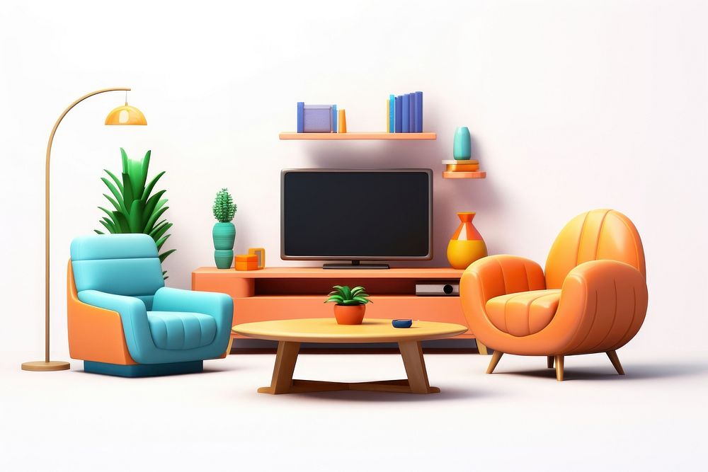Furniture room television chair. AI generated Image by rawpixel.