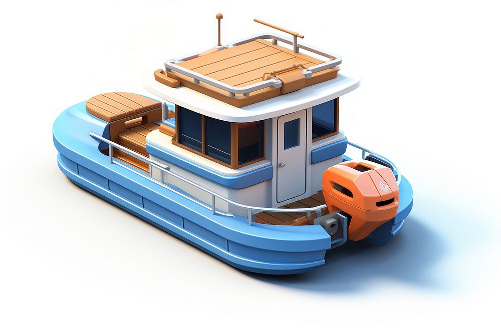 Pontoon boat watercraft vehicle white background. AI generated Image by rawpixel.