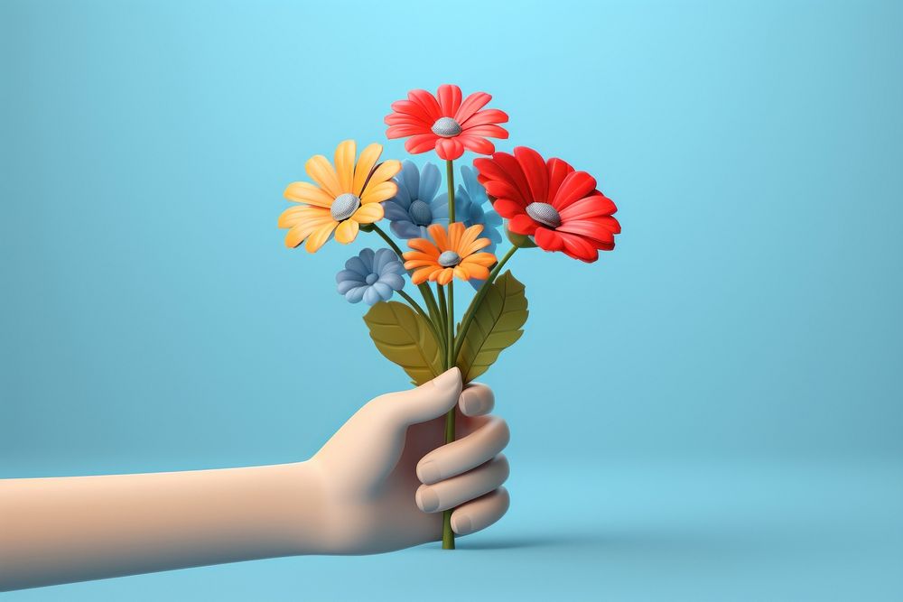 Hand giving flowers finger petal plant. AI generated Image by rawpixel.