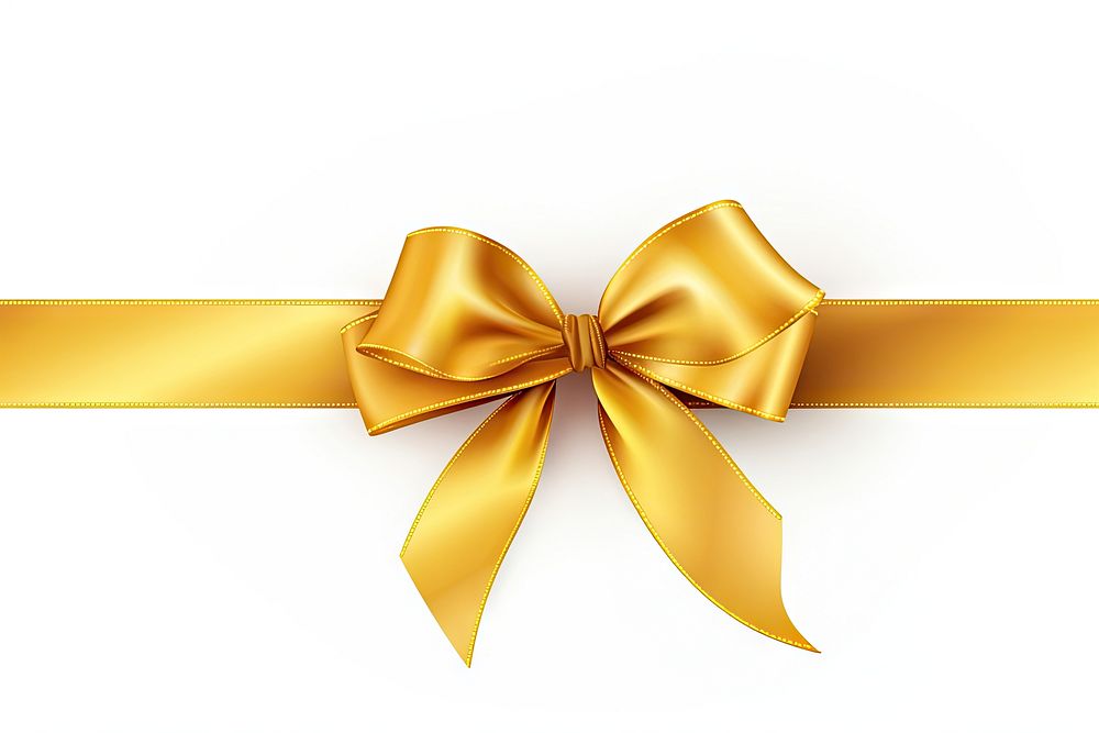 Gold gift bow long ribbon backgrounds white background celebration. AI generated Image by rawpixel.