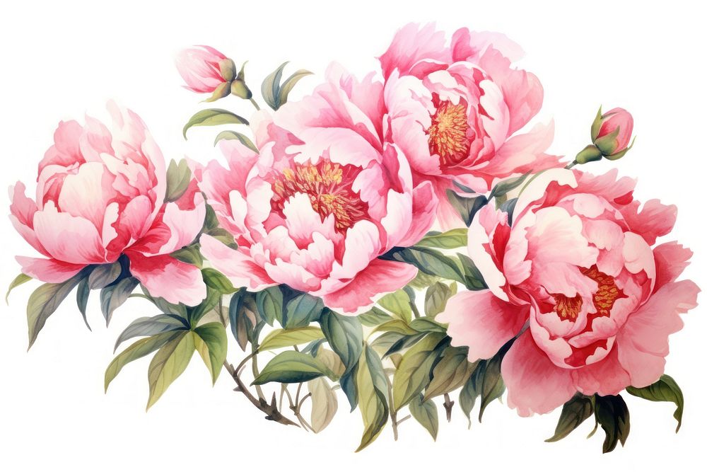 Peonies blossom flower plant. AI generated Image by rawpixel.