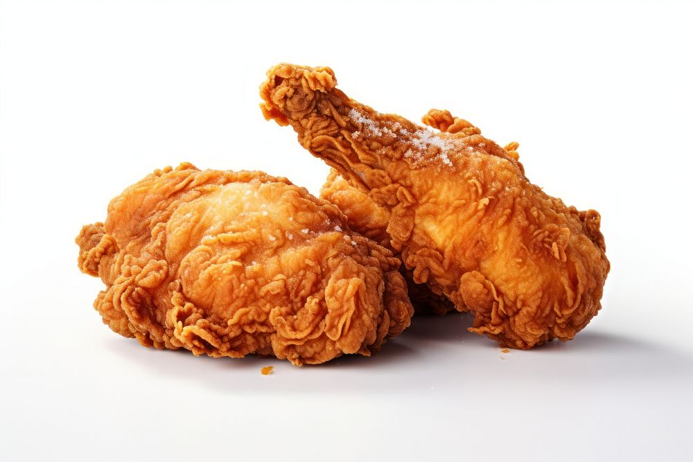 Fried chicken fried food white background. AI generated Image by rawpixel.