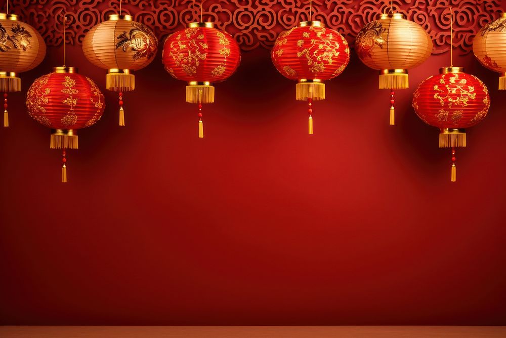 Chinese lantern gold red. AI generated Image by rawpixel.