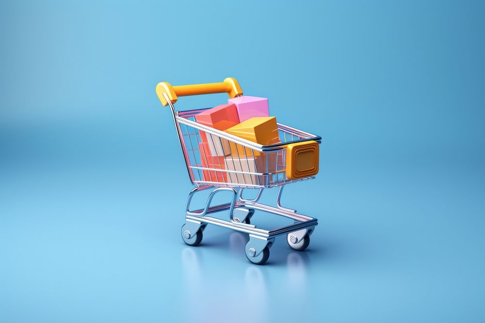 3D shopping cart consumerism supermarket groceries. AI generated Image by rawpixel.