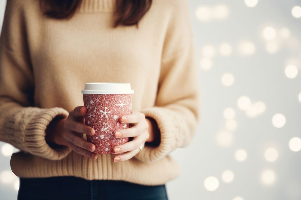 Hot cocoa christmas festive cup holding mug. AI generated Image by rawpixel.