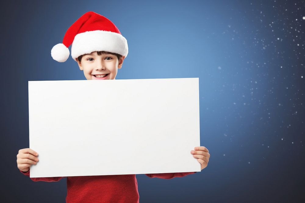 Santa hat portrait child happy. 