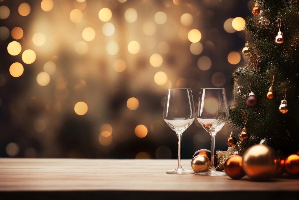 Christmas glass table drink. AI generated Image by rawpixel.