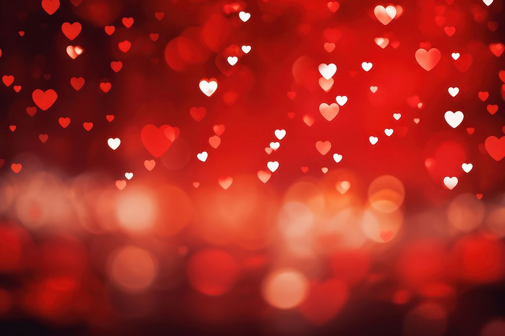 Little bokeh hearts backgrounds light red. AI generated Image by rawpixel.