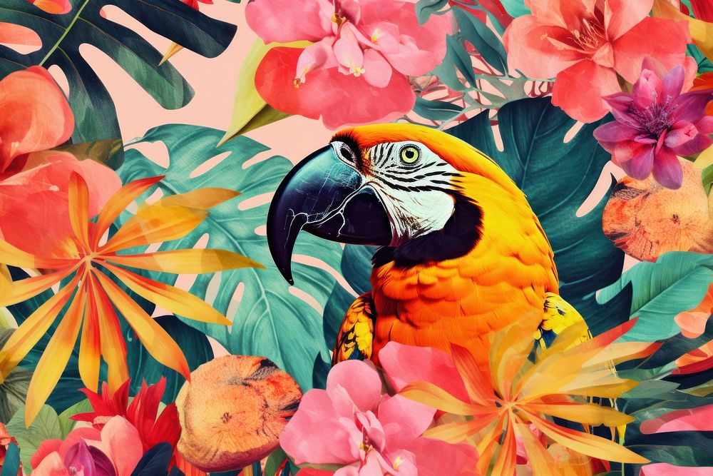 Tropical jungle tropics animal parrot. AI generated Image by rawpixel.