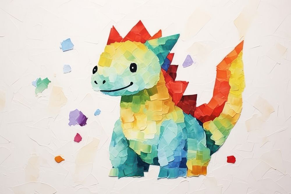 Baby colorful dragon art painting paper. AI generated Image by rawpixel.