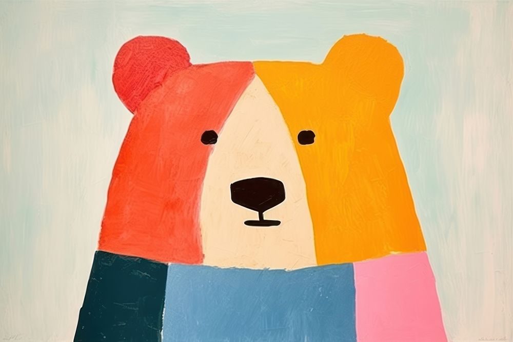Cuddly bear art painting cartoon. AI generated Image by rawpixel.