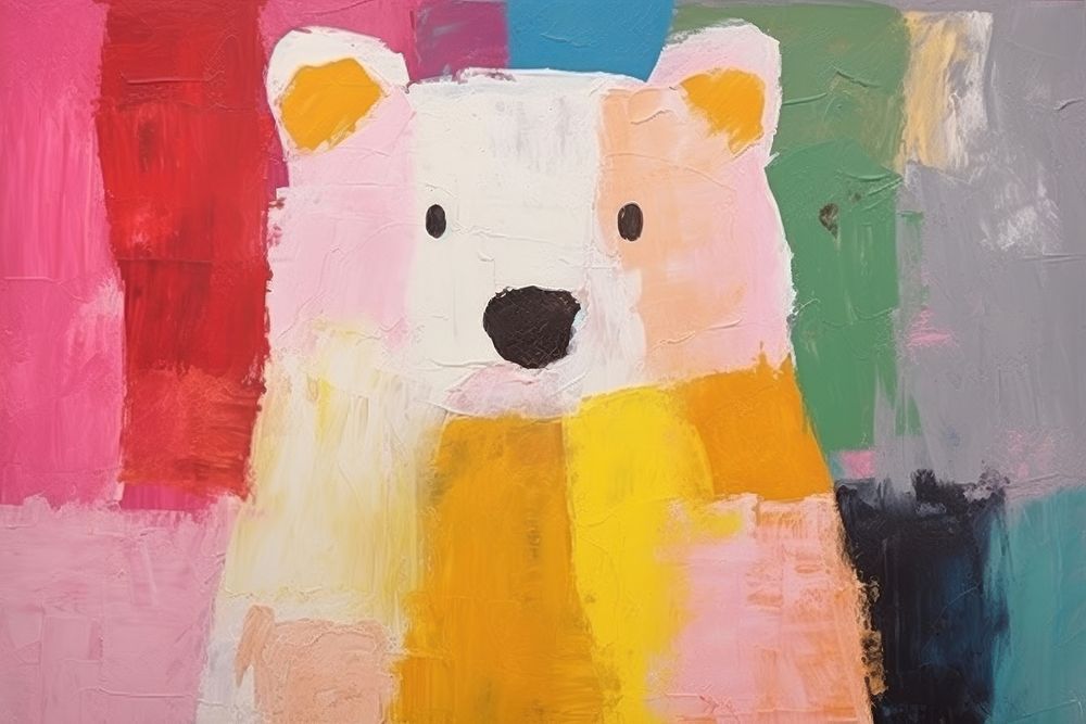 Cuddly bear art painting cute. AI generated Image by rawpixel.