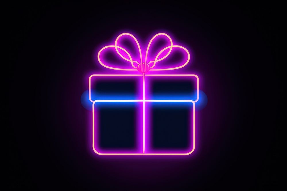 Gift neon purple light. AI generated Image by rawpixel.